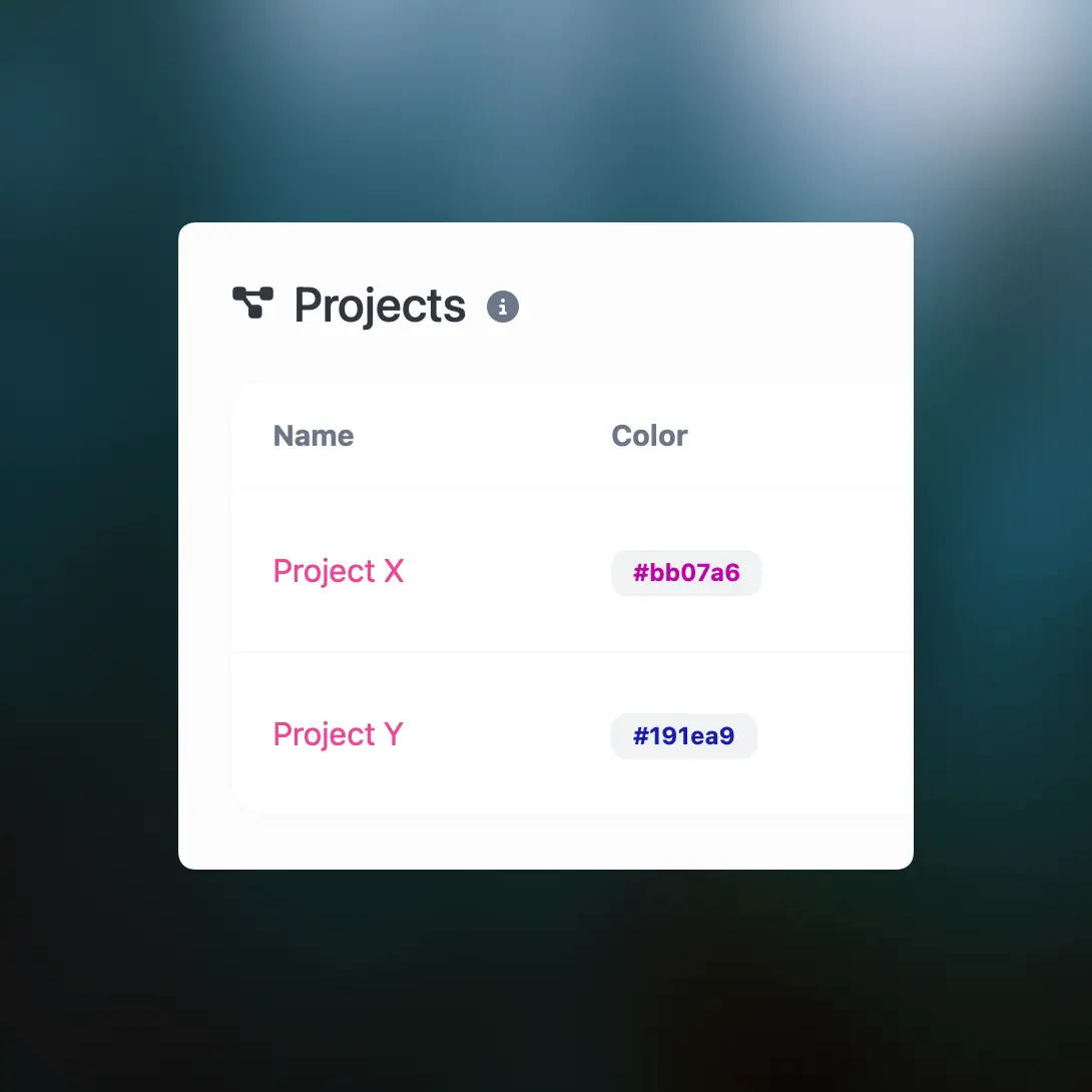66vcard projects system page displaying created example projects